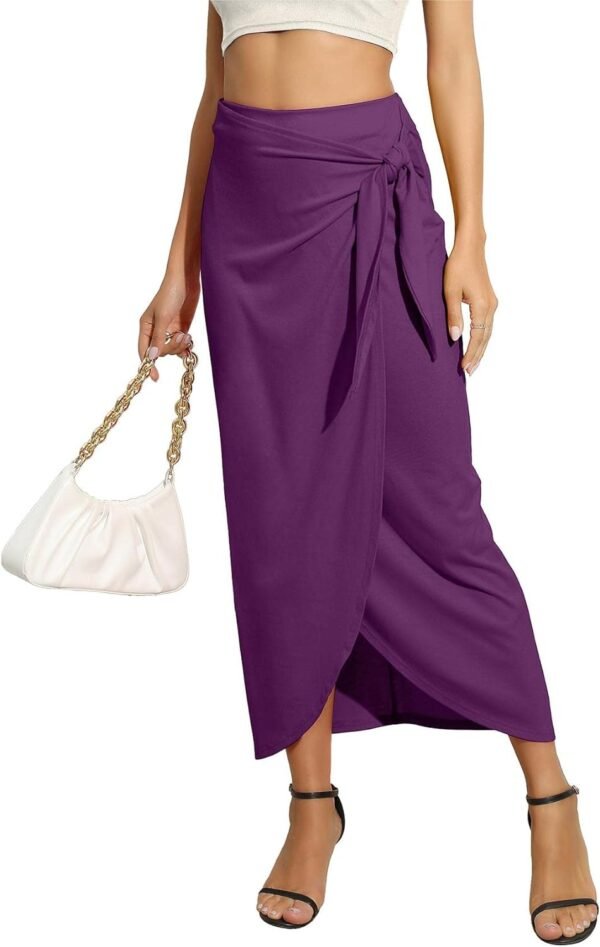 Women’s Maxi Skirt High Waist Wrap Pencil Long Skirts for Women Slim Boho Draped Front Bodycon Dresses