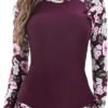 Women 2 Piece Rash Guard Long Sleeve Swimsuits Swim Shirt with Shorts Set Sun Protection UPF 50+ Surf Bathing Suits