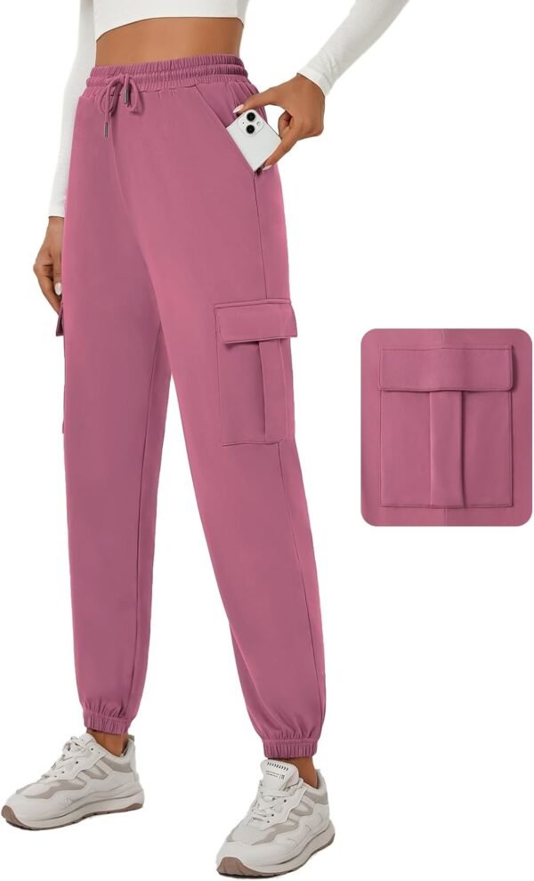 Womens Cargo Pants Stretchy High Waisted Joggers Baggy Casual Drawstring Sweatpants with Pockets Hiking Pant