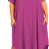 Womens Plus Size Nightgowns Sleepwear Short Sleeve Sleep Dress Maxi Night Gowns with Pockets
