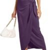 Women’s Maxi Skirt High Waist Wrap Pencil Long Skirts for Women Slim Boho Draped Front Bodycon Dresses