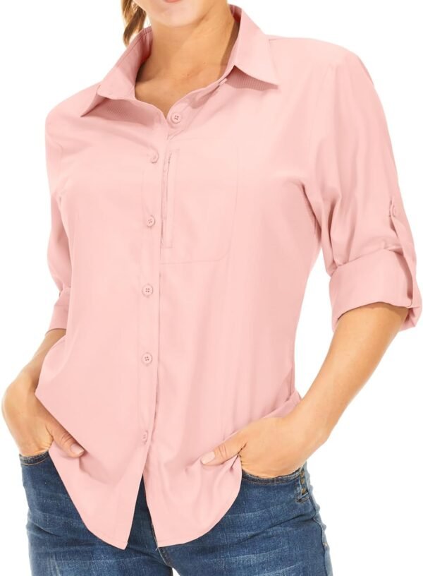 Women's Long Sleeve Safari Clothes UPF 50+ Hiking Fishing Shirts,Sun Protection Quick Dry Light Cooling Shirts