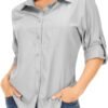 Women's Long Sleeve Safari Clothes UPF 50+ Hiking Fishing Shirts,Sun Protection Quick Dry Light Cooling Shirts