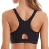 Womens Sports Bra with Zip Closure and Racerback,Wireless Bras,Four-Way Stretch Fabric with Removable Padded