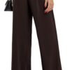 Libin Women's Wide Leg Pants High Waisted Work Dress Pants Loose Fit Back Elastic Waist Business Casual Trousers Office