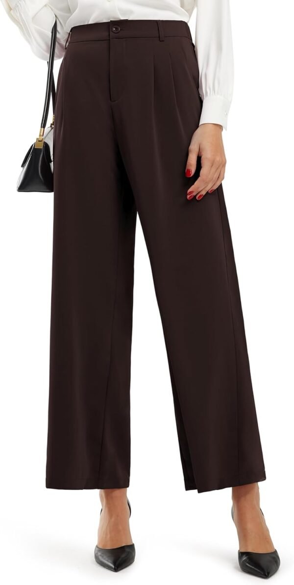 Libin Women's Wide Leg Pants High Waisted Work Dress Pants Loose Fit Back Elastic Waist Business Casual Trousers Office