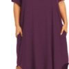 Womens Plus Size Nightgowns Sleepwear Short Sleeve Sleep Dress Maxi Night Gowns with Pockets