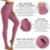 Womens Yoga Leggings Tummy Control Yoga Pants with Pockets High Waist Buttery Soft Workout Leggings