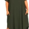 Womens Plus Size Nightgowns Sleepwear Short Sleeve Sleep Dress Maxi Night Gowns with Pockets