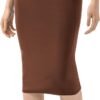 Women Office Work Pencil Skirts Stretchy High Waist Tummy Control Nylon Midi Bodycon Skirts Below Knee Back Slit
