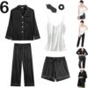 6Pcs Womens Silk Satin Pajama Sets Pj Sets Long Pjs Set Pajamas Sleepwear Camisole Sexy Cami