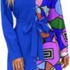 Womens Button Down Shirt Dresses with Belt Button Up Tunics Long Sleeve Blouse Tops