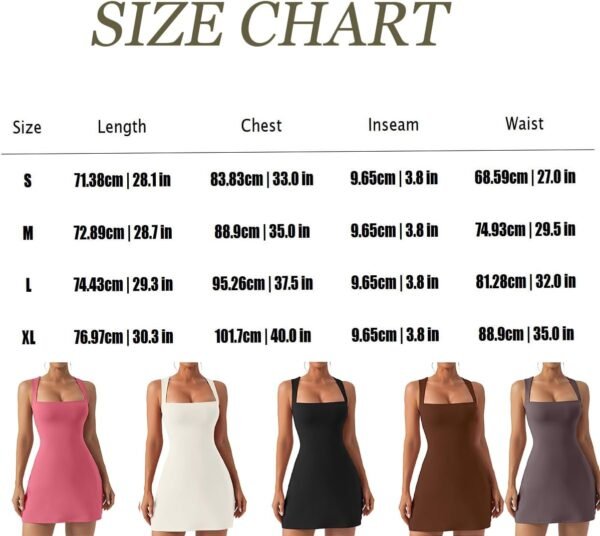 Tennis Dress with Built in Shorts and Bra Square Neck Athletic Golf Dress Workout Mini Dress