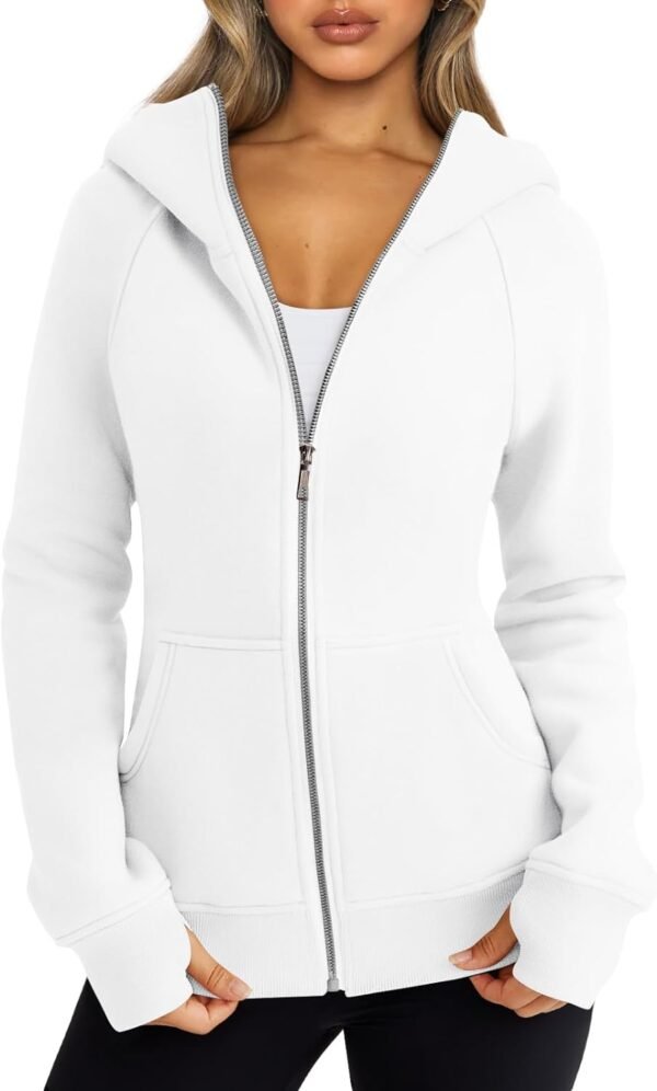 Trendy Queen Womens Zip Up Hoodies Fleece Jackets Sweatshirts Fall Outfits Sweaters With Pockets Winter Y2k Clothes