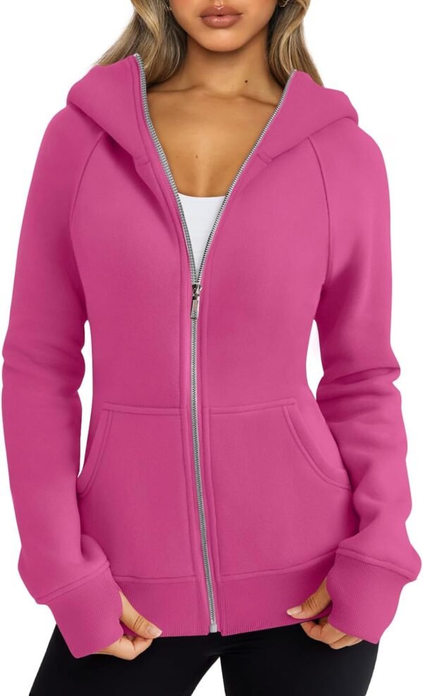 Trendy Queen Womens Zip Up Hoodies Fleece Jackets Sweatshirts Fall Outfits Sweaters With Pockets Winter Y2k Clothes