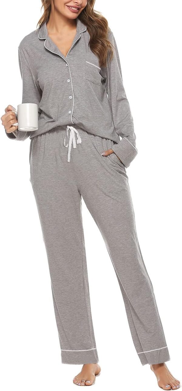 Pajama Set For Women Long Sleeve Button Down Sleepwear Soft and Comfy Lounge Set S-XXL