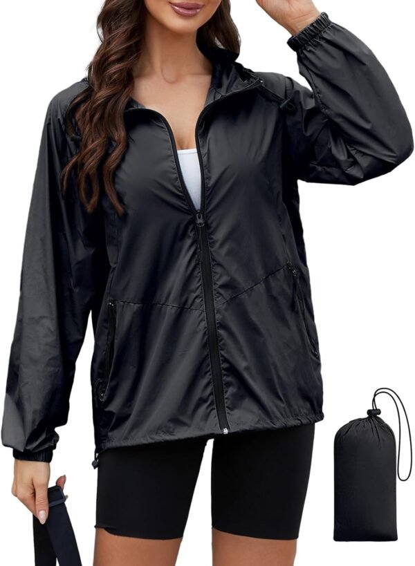 61rZkKWK_8L._AC_SL1500.jpg Rain Jacket Women Waterproof Lightweight Jacket With Hood Packable Raincoat with Pockets S-XXL