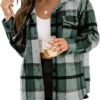 Trendy Queen Womens Flannel Shacket Jacket Casual Plaid Button Down Long Sleeve Shirt Fall Clothes Outfits