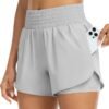 Womens High Waist Running Shorts Athletic Workout Quick Dry Shorts for Women with Pockets Gym Yoga White Summer Shorts