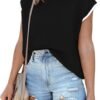 Womens Cap Sleeve Sweater Vest Summer Tops Sleeveless Tank Tops 2024 Trendy Spring Clothes Striped Short Sleeve Shirts
