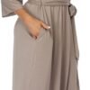 Womens Soft Long Kimono Robes Lightweight Full Length Knit Bathrobe With Pockets Ladies Casual Dressing Gown