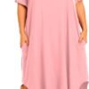 Womens Plus Size Nightgowns Sleepwear Short Sleeve Sleep Dress Maxi Night Gowns with Pockets