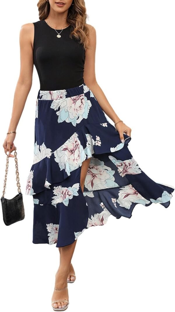 Dokotoo Women's Summer 2024 Maxi Dress Spaghetti Strap Spring Casual Boho Split Beach Long Flowy Dresses Trendy