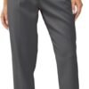 Women's High Waisted Business Trousers Straight Leg Pleated Office Slacks Pants