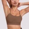 Spaghetti Strap Padded Sports Bras for Women - Y Back Yoga Workout Tops (3 Pack)