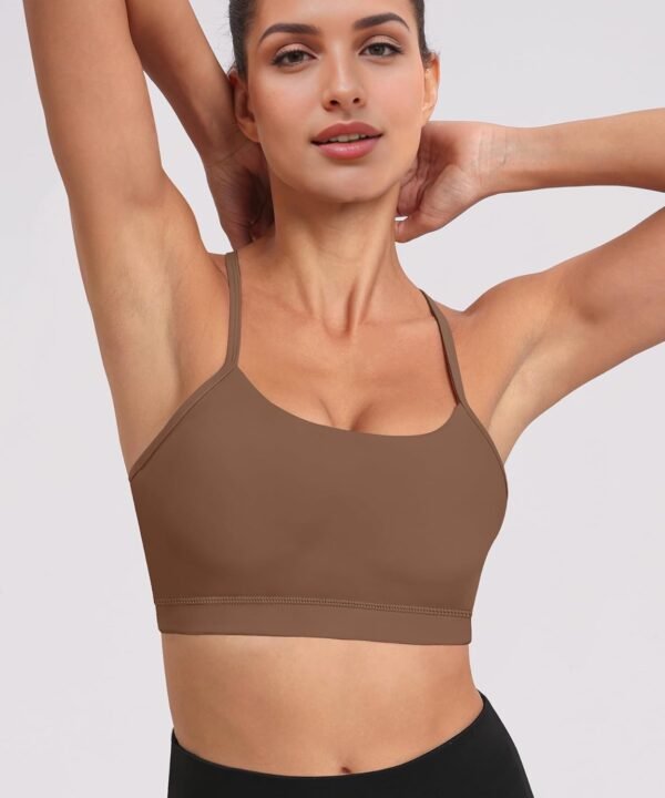 Spaghetti Strap Padded Sports Bras for Women - Y Back Yoga Workout Tops (3 Pack)