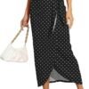 Women’s Maxi Skirt High Waist Wrap Pencil Long Skirts for Women Slim Boho Draped Front Bodycon Dresses