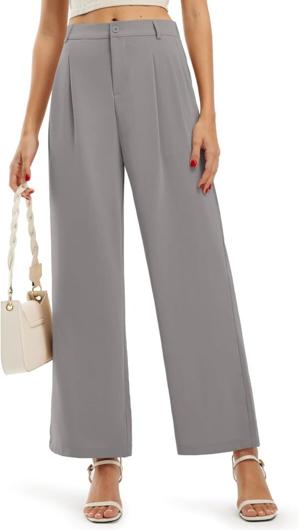Libin Women's Wide Leg Pants High Waisted Work Dress Pants Loose Fit Back Elastic Waist Business Casual Trousers Office