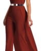 VERWIN Patchwork Overlay Embellished Plain Women's Jumpsuit High-Waist Woman Romper