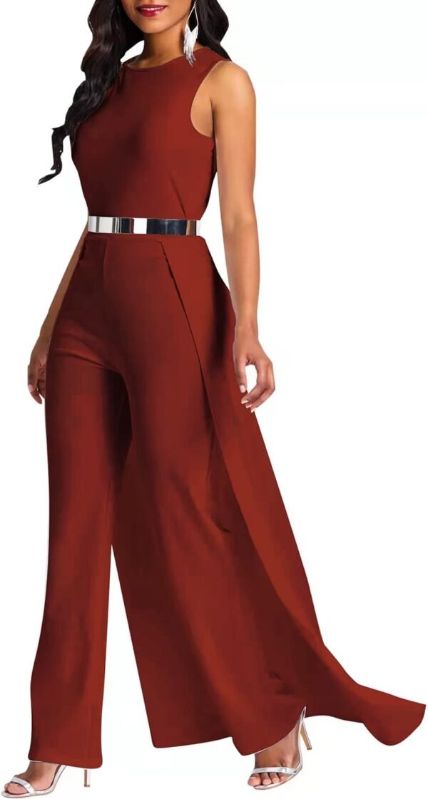 VERWIN Patchwork Overlay Embellished Plain Women's Jumpsuit High-Waist Woman Romper