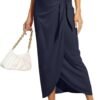 Women’s Maxi Skirt High Waist Wrap Pencil Long Skirts for Women Slim Boho Draped Front Bodycon Dresses