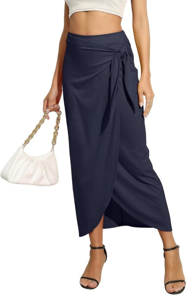 Women’s Maxi Skirt High Waist Wrap Pencil Long Skirts for Women Slim Boho Draped Front Bodycon Dresses