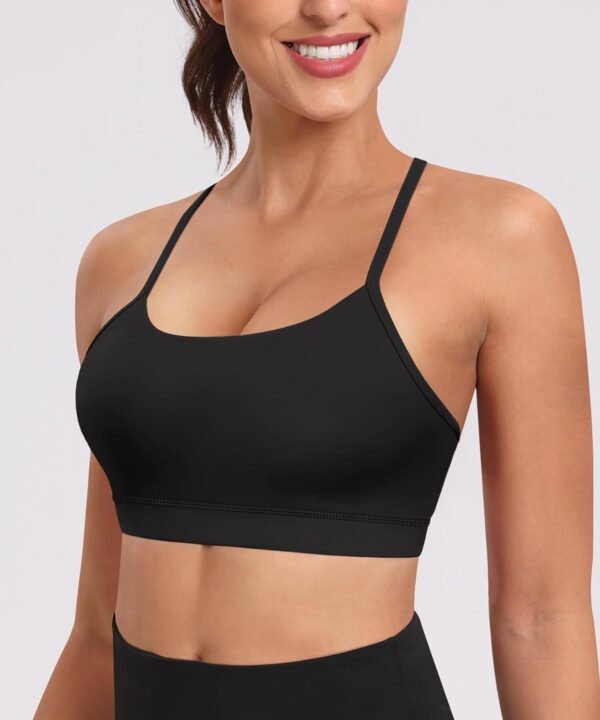 Spaghetti Strap Padded Sports Bras for Women - Y Back Yoga Workout Tops (3 Pack)