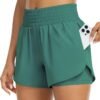 Womens High Waist Running Shorts Athletic Workout Quick Dry Shorts for Women with Pockets Gym Yoga White Summer Shorts