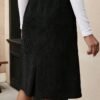Split Hem Knee Length Sheath Skirt, Elegant Slant Pockets High Waist Skirt For Spring & Summer, Women's Clothing