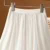 Solid Color Elastic Wais Skirt, Elegant Midi A-line Skirt For Spring & Summer, Women's Clothing