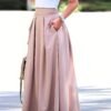 Plus Size High Waist Pleated Skirt, Elegant Skirt For Spring & Summer, Women's Plus Size Clothing