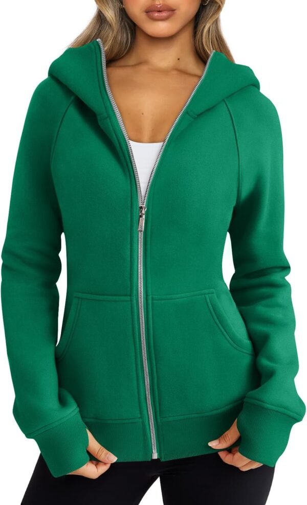Trendy Queen Womens Zip Up Hoodies Fleece Jackets Sweatshirts Fall Outfits Sweaters With Pockets Winter Y2k Clothes
