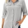 Women's UPF 50 Long Sleeve UV Sun Protection Safari Shirts Outdoor Quick Dry Fishing Hiking Travel Shirts
