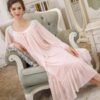 Women's Long-sleeve Mesh Nightdress Princess Vintage Nightgown Lace Sleepwear Pajamas