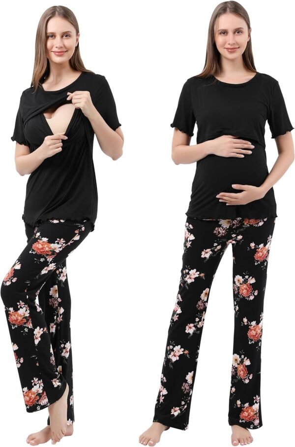 Women Maternity Nursing Pajama Sets Pregnant Lounge Sleepwear Breastfeeding PJs