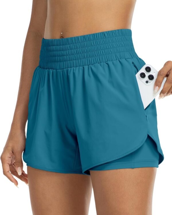 Womens High Waist Running Shorts Athletic Workout Quick Dry Shorts for Women with Pockets Gym Yoga White Summer Shorts