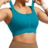 Adjustable High Impact Sports Bras for Women Zip Front Full Coverage and Lift Padded Compression Tops