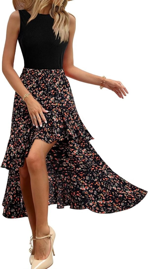 Dokotoo Women's Summer 2024 Maxi Dress Spaghetti Strap Spring Casual Boho Split Beach Long Flowy Dresses Trendy