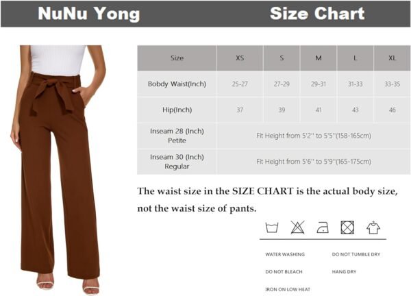 Wide Leg Stretchy Pants for Women Business Casual Pants Dress Pants with Pockets Self Tie Belted