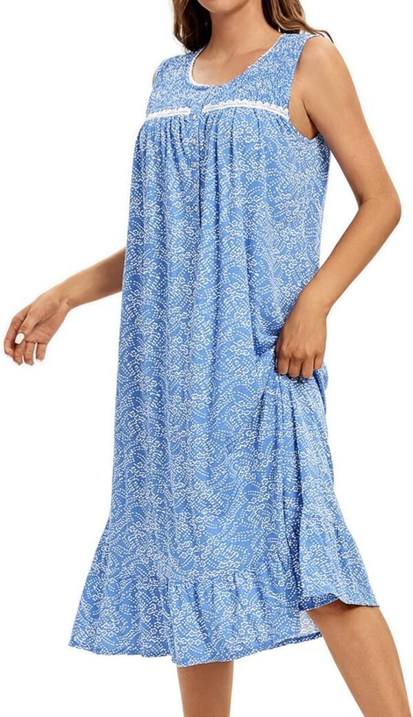 Cotton Nightgown for Women Sleeveless Loungewear Comfy Soft Sleepwear Long Sleepdress Loose Full Length Nightdress